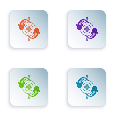 Beyaz arka planda yalıtılmış Renkli Balık simgesi. Simgeleri renkli kare düğmelere ayarlayın. Vektör İllüstrasyonu