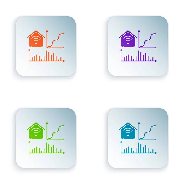Smart Home mit WLAN-Symbol isoliert auf weißem Hintergrund. Fernbedienung. setzen Symbole in bunten quadratischen Tasten. Vektorillustration — Stockvektor