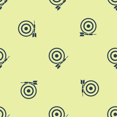 Mavi Klasik dart tahtası ve ok simgesi beyaz arkaplanda izole edilmiş kusursuz desen. Dartboard işareti. Oyun konsepti. Vektör İllüstrasyonu