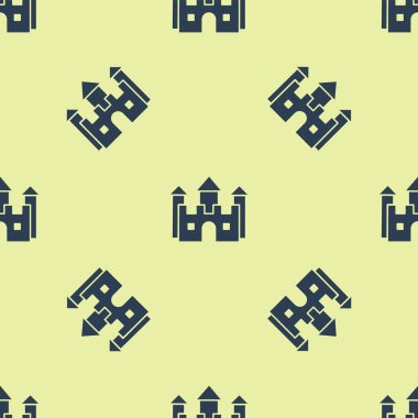 Mavi Kale simgesi beyaz arka plan üzerinde sorunsuz desen izole. Vektör İllüstrasyonu