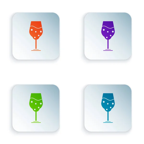 Color Icono de vaso de cerveza aislado sobre fondo blanco. Establecer iconos en botones cuadrados de colores. Ilustración vectorial — Archivo Imágenes Vectoriales
