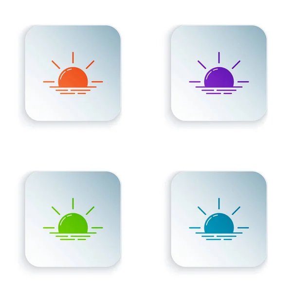 Icône Sunrise couleur isolée sur fond blanc. Définir des icônes dans des boutons carrés colorés. Illustration vectorielle — Image vectorielle