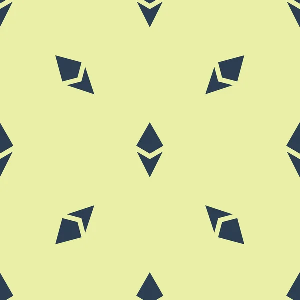 Azul Criptomoeda moeda ícone Ethereum ETH isolado padrão sem costura no fundo amarelo. Símbolo Altcoin. Blockchain baseado em moeda criptomoeda segura. Ilustração vetorial — Vetor de Stock