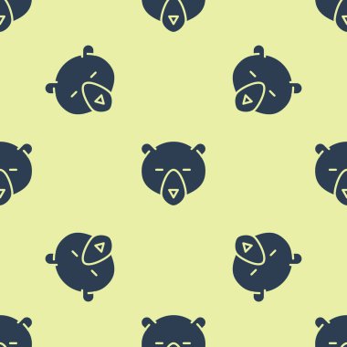 Mavi Ayı baş simgesi sarı arka plan üzerinde sorunsuz desen izole. Vektör İllüstrasyonu