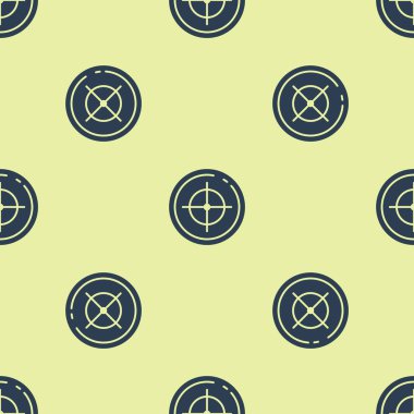 Çekim rekabet simgesi için Blue Target spor sarı arka plan üzerinde sorunsuz desen izole. Atış mesafesi veya atış için numaralarla hedefi temizleyin. Vektör İllüstrasyonu