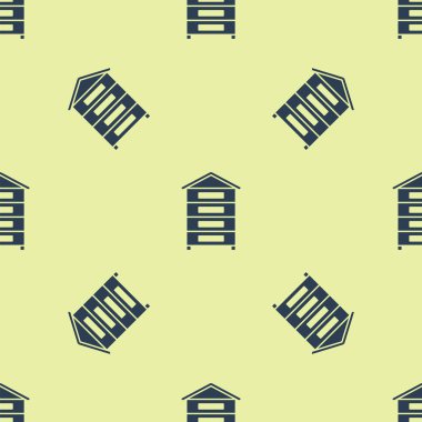 Mavi Kovan arılar simgesi sarı arka plan üzerinde izole dikişsiz desen. Arı kovanı sembolü. Apiary ve arıcılık. Tatlı doğal yemekler. Vektör İllüstrasyonu