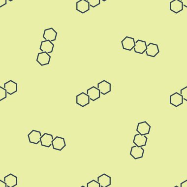 Mavi Petek simgesi sarı arka plan üzerinde sorunsuz desen izole. Bal hücreleri sembolü. Tatlı doğal yemekler. Vektör İllüstrasyonu