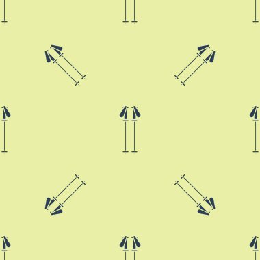 Mavi Kayak direkleri simgesi sarı arka plan üzerinde sorunsuz desen izole. Ekstrem sporlar. Kayak ekipmanları. Kış sporları ikonu. Vektör İllüstrasyonu