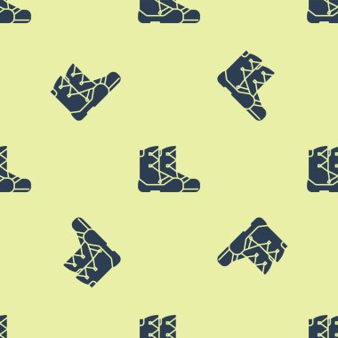 Mavi Çizmeler simgesi sarı arka plan üzerinde yalıtılmış kesintisiz desen. Vektör İllüstrasyonu