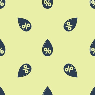 Mavi Su damla yüzdesi simgesi sarı arka plan üzerinde sorunsuz desen izole. Nem analizi. Vektör İllüstrasyonu