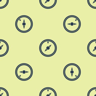 Mavi Rüzgar gül simgesi sarı arka plan üzerinde sorunsuz desen izole. Seyahat için pusula simgesi. Navigasyon tasarımı. Vektör İllüstrasyonu