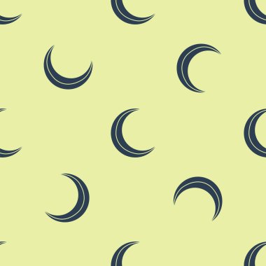 Mavi Ay ve yıldızlar simgesi sarı arka plan üzerinde izole kesintisiz desen. Vektör İllüstrasyonu