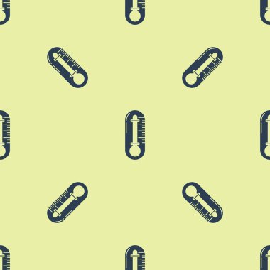 Mavi Termometre simgesi sarı arka plan üzerinde kesintisiz desen izole. Vektör İllüstrasyonu