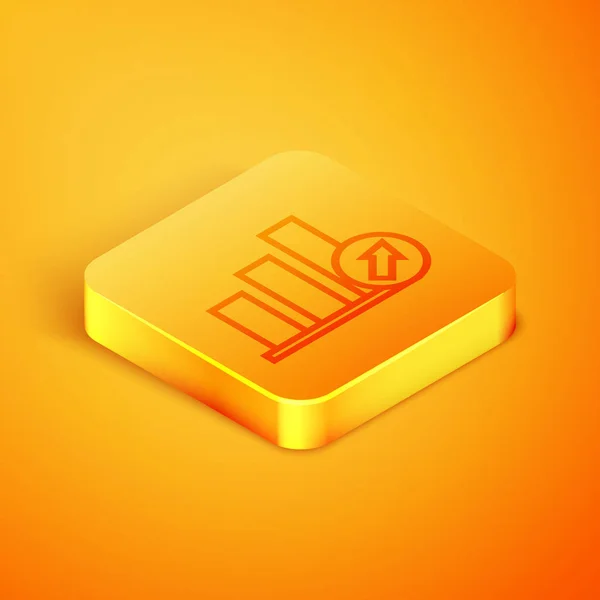 Ligne isométrique Cible avec icône symbole dollar isolé sur fond orange. Icône cible d'investissement. Concept d'entreprise réussi. Espèces ou argent signe. Bouton carré orange. Illustration vectorielle — Image vectorielle