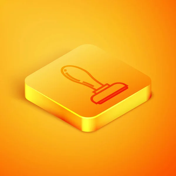 Isometric line Stamp icon isolated on orange background. Orange square button. Vector Illustration — Stock Vector