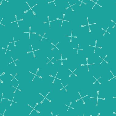 Yeşil Çapraz kürek simgesi yeşil arka plan üzerinde dikişsiz desen izole. Kürekli tekne kürekleri. Vektör İllüstrasyonu