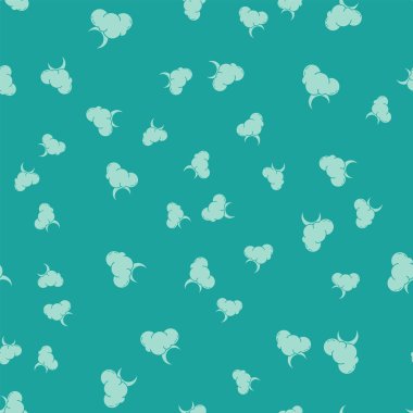 Ay ve yıldız simgesi yeşil arka plan üzerinde izole dikişsiz desen ile Yeşil Bulut. Bulutlu gece işareti. Uyku rüyaları sembolü. Gece ya da yatak saati işareti. Vektör İllüstrasyonu