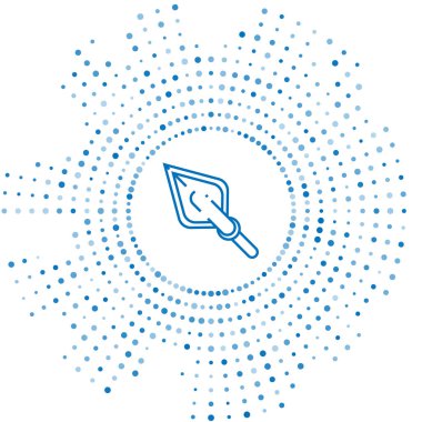 Mavi çizgi Hipster ok ucu simgesi beyaz arka plan üzerinde izole. Soyut daire rasgele nokta. Vektör İllüstrasyonu