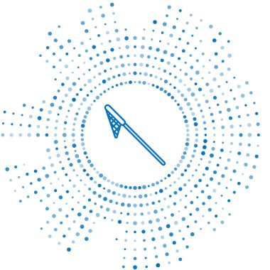 Mavi çizgi Beyaz arka planda izole edilmiş olta ağı simgesi. Olta takımı. Soyut daire rasgele nokta. Vektör İllüstrasyonu