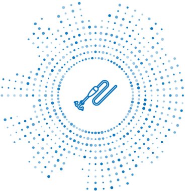 Mavi çizgi Kanca ve float simgesi beyaz arka plan üzerinde izole ile Balıkçılık hattı. Olta takımı. Soyut daire rasgele nokta. Vektör İllüstrasyonu