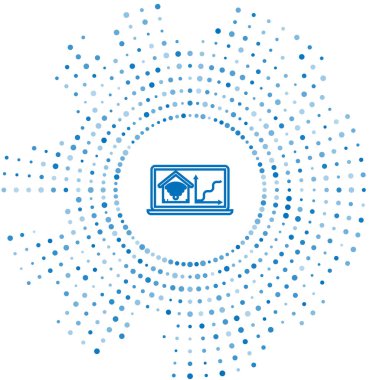 Beyaz arka plan üzerinde izole wi-fi simgesi ile akıllı ev ile Mavi hat Laptop. Uzaktan kumanda. Soyut daire rasgele nokta. Vektör İllüstrasyonu