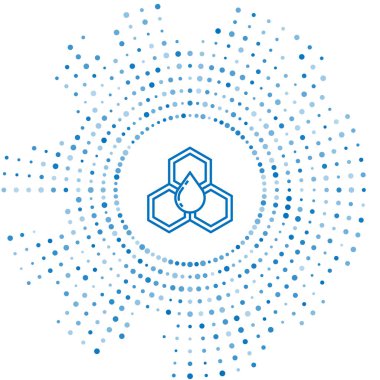 Mavi çizgi Petek simgesi beyaz arka plan üzerinde izole. Bal hücreleri sembolü. Tatlı doğal yemekler. Soyut daire rasgele nokta. Vektör İllüstrasyonu