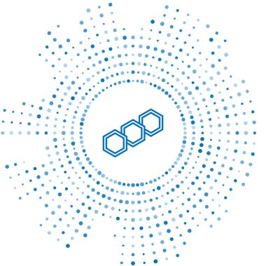 Mavi çizgi Petek simgesi beyaz arka plan üzerinde izole. Bal hücreleri sembolü. Tatlı doğal yemekler. Soyut daire rasgele nokta. Vektör İllüstrasyonu