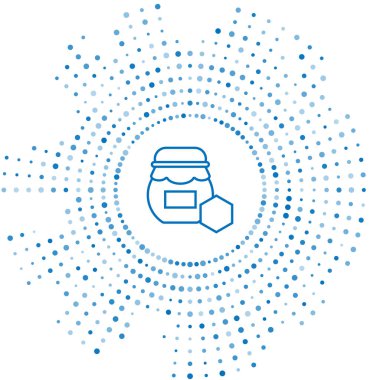 Beyaz arka plan üzerinde izole bal simgesi mavi çizgi Kavanoz. Yemek bankası. Tatlı doğal gıda sembolü. Soyut daire rasgele nokta. Vektör İllüstrasyonu