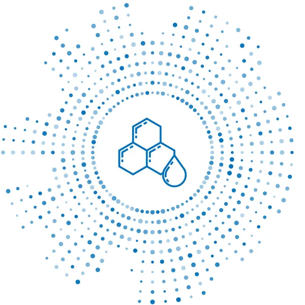 Mavi çizgi Petek simgesi beyaz arka plan üzerinde izole. Bal hücreleri sembolü. Tatlı doğal yemekler. Soyut daire rasgele nokta. Vektör İllüstrasyonu
