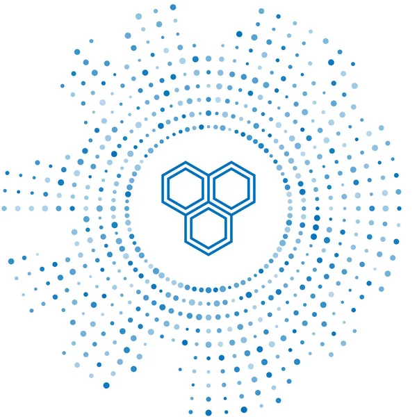 Mavi çizgi Petek simgesi beyaz arka plan üzerinde izole. Bal hücreleri sembolü. Tatlı doğal yemekler. Soyut daire rasgele nokta. Vektör İllüstrasyonu