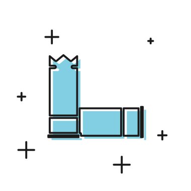 Beyaz arka planda yalıtılmış siyah kartuşsimgesi. Av tüfeği avlama ateşli silah kartuşları. Av tüfek mermi simgesi. Vektör İllüstrasyonu