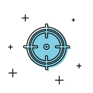 Siyah Hedef spor çekim rekabet simgesi beyaz arka plan üzerinde izole için. Atış mesafesi veya atış için numaralarla hedefi temizleyin. Vektör İllüstrasyonu