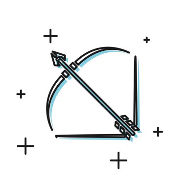 Beyaz arka planda yalıtılmış titreme simgesinde Siyah Yay ve ok. Vektör İllüstrasyonu