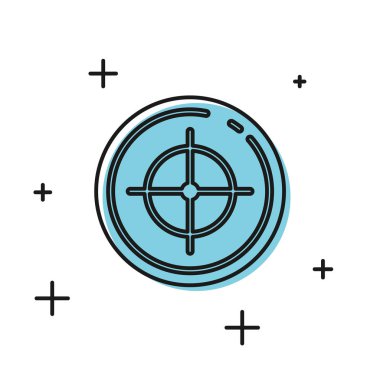 Siyah Hedef spor çekim rekabet simgesi beyaz arka plan üzerinde izole için. Atış mesafesi veya atış için numaralarla hedefi temizleyin. Vektör İllüstrasyonu