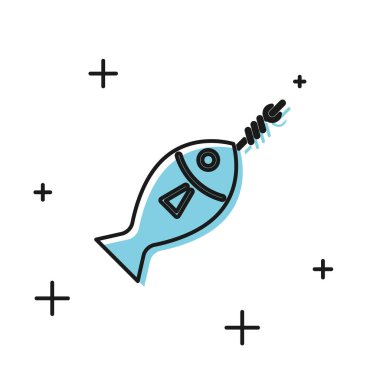 Siyah Balık kanca simgesi beyaz arka plan üzerinde izole. Vektör İllüstrasyonu