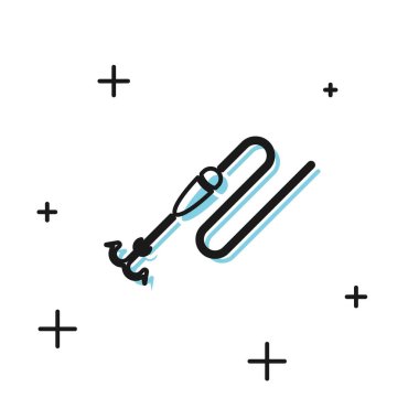 Siyah Olta hattı kanca ve float simgesi beyaz arka plan üzerinde izole ile. Olta takımı. Vektör İllüstrasyonu