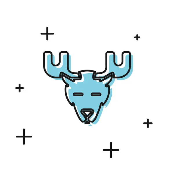 Black Moose head with horns icon isolated on white background. Vector Illustration — Stock Vector