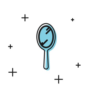 Siyah El ayna simgesi beyaz arkaplanda izole edilmiş. Vektör İllüstrasyonu