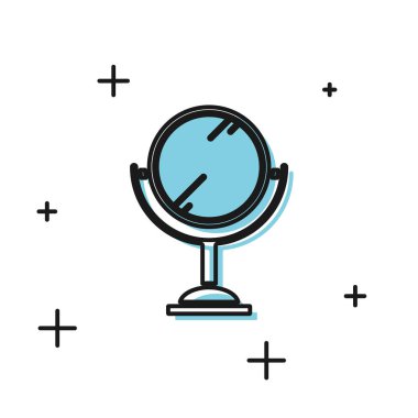 Siyah El ayna simgesi beyaz arkaplanda izole edilmiş. Vektör İllüstrasyonu