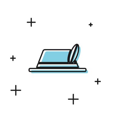 Siyah Oktoberfest şapka simgesi beyaz arka plan üzerinde izole. Tüylü avcı şapkası. Alman şapkası. Vektör İllüstrasyonu