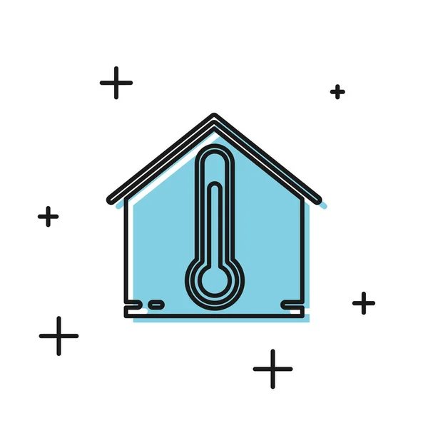 Icono de temperatura de la Casa Negra aislado sobre fondo blanco. Icono del termómetro. Ilustración vectorial — Archivo Imágenes Vectoriales