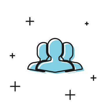 Siyah Kullanıcılar grup simgesi beyaz arka planda yalıtılmış. Kişi grubu simgesi. İş avatarı simgesi kullanıcı profili simgesi. Vektör İllüstrasyonu