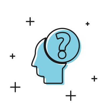 Beyaz arka planda izole edilmiş soru işareti simgesi ne kadar siyah insan kafası. Vektör İllüstrasyonu