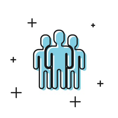 Siyah Kullanıcılar grup simgesi beyaz arka planda yalıtılmış. Kişi grubu simgesi. İş avatarı simgesi kullanıcı profili simgesi. Vektör İllüstrasyonu