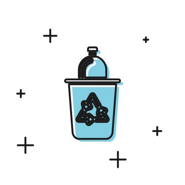 Beyaz arka planda yalıtılmış geri dönüşüm simgesi olan siyah Geri Dönüşüm kutusu. Çöp kutusu simgesi. Çöp kutusu tabelası. Sepet işaretini geri dönüştürün. Vektör İllüstrasyonu