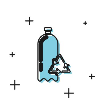 Siyah Geri Dönüşüm plastik şişe simgesi beyaz arka plan üzerinde izole. Vektör İllüstrasyonu
