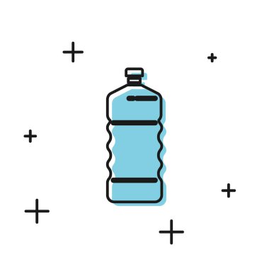 Siyah Plastik şişe simgesi beyaz arka plan üzerinde izole. Vektör İllüstrasyonu