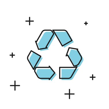 Beyaz arka planda yalıtılmış Siyah Geri Dönüşüm simgesi. Dairesel ok simgesi. Çevre geri dönüştürülebilir yeşil gidin. Vektör İllüstrasyonu