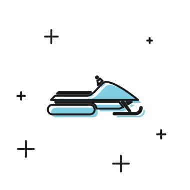 Siyah Snowmobile simgesi beyaz arka planda yalıtılmış. Snowmobiling işareti. Ekstrem sporlar. Vektör İllüstrasyonu