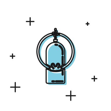 Siyah Aqualung simgesi beyaz arka plan üzerinde izole. Dalgıç için oksijen tankı. Dalış ekipmanları. Ekstrem sporlar. Spor ekipmanları. Vektör İllüstrasyonu